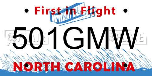 501GMW North Carolina License Plate