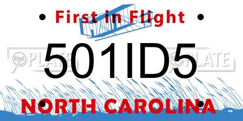 501ID5 North Carolina License Plate