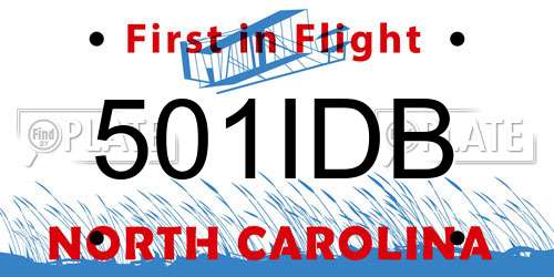501IDB North Carolina License Plate