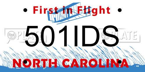 501IDS North Carolina License Plate