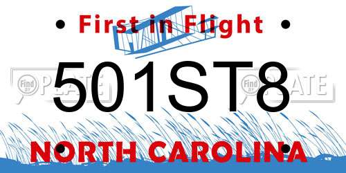 501ST8 North Carolina License Plate