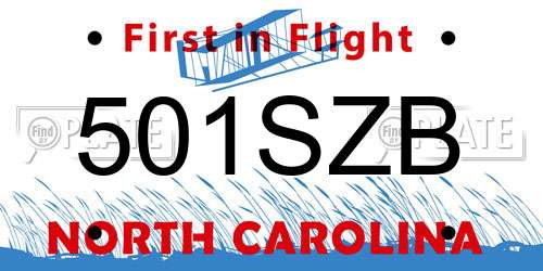 501SZB North Carolina License Plate