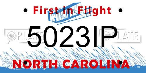 5023IP North Carolina License Plate
