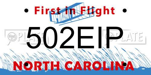 502EIP North Carolina License Plate