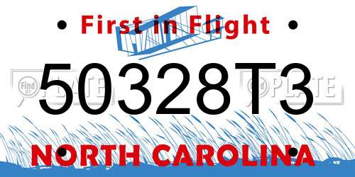 50328T3 North Carolina License Plate