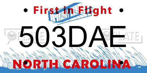 503DAE North Carolina License Plate