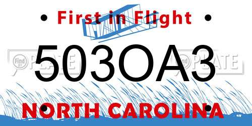 503OA3 North Carolina License Plate