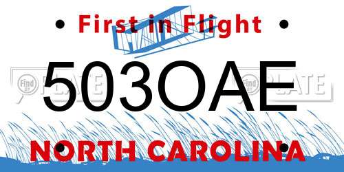 503OAE North Carolina License Plate