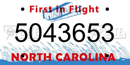 5043653 North Carolina License Plate