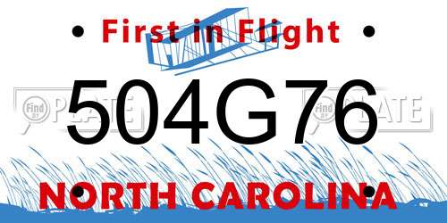504G76 North Carolina License Plate