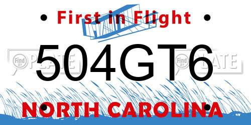 504GT6 North Carolina License Plate