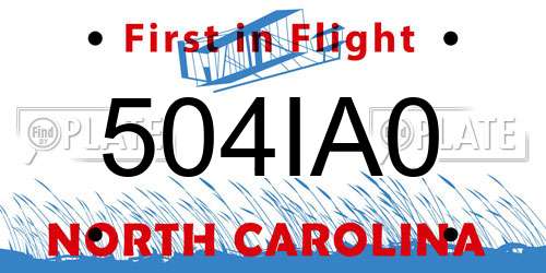 504IA0 North Carolina License Plate