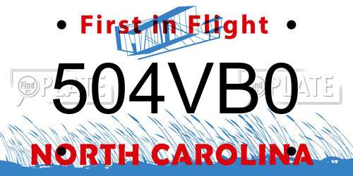504VB0 North Carolina License Plate