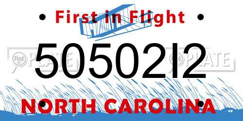 50502I2 North Carolina License Plate
