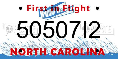 50507I2 North Carolina License Plate