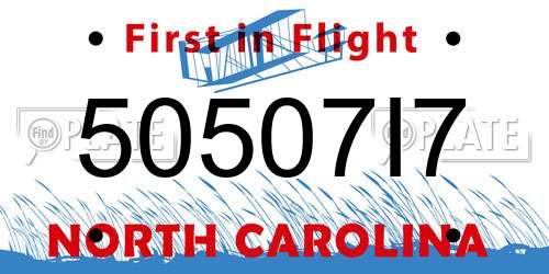 50507I7 North Carolina License Plate