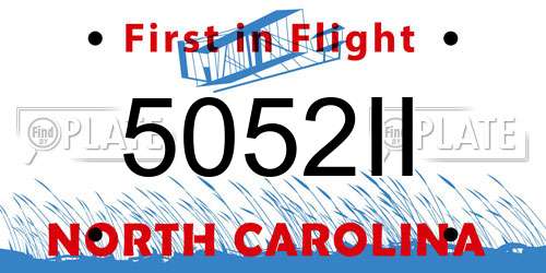 5052II North Carolina License Plate