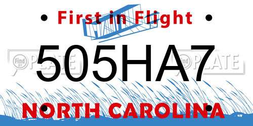 505HA7 North Carolina License Plate
