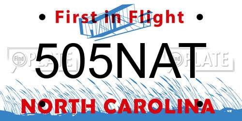 505NAT North Carolina License Plate