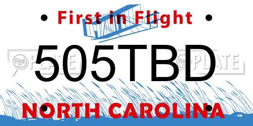 505TBD North Carolina License Plate