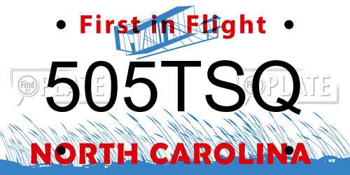 505TSQ North Carolina License Plate