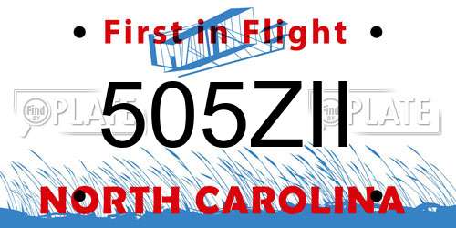 505ZII North Carolina License Plate