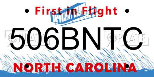 506BNTC North Carolina License Plate