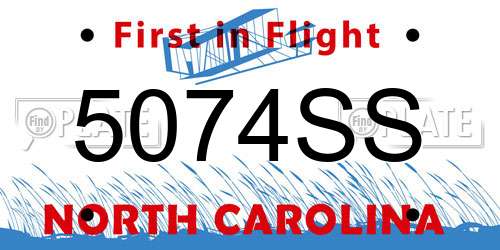5074SS North Carolina License Plate