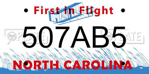 507AB5 North Carolina License Plate
