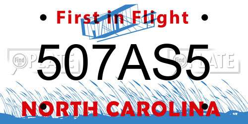 507AS5 North Carolina License Plate