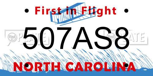 507AS8 North Carolina License Plate