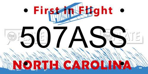 507ASS North Carolina License Plate