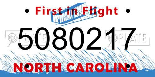 5080217 North Carolina License Plate