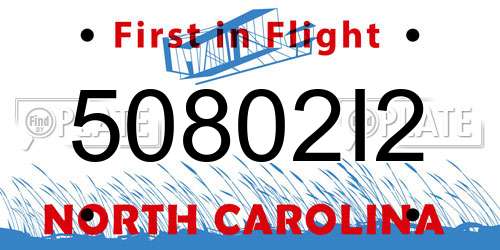 50802I2 North Carolina License Plate