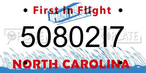 50802I7 North Carolina License Plate