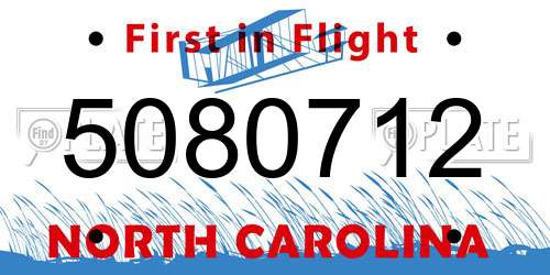 5080712 North Carolina License Plate