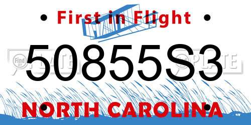50855S3 North Carolina License Plate