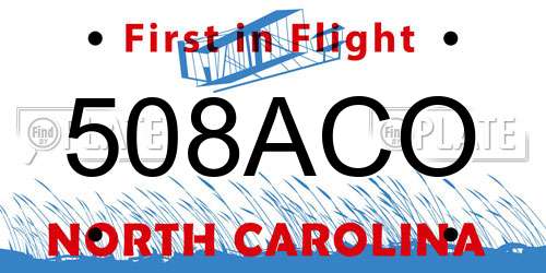 508ACO North Carolina License Plate