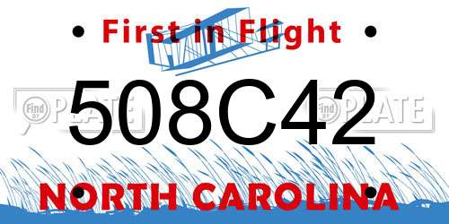 508C42 North Carolina License Plate