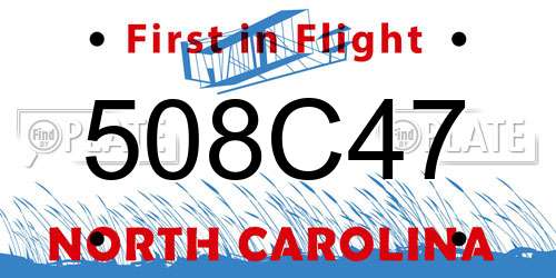 508C47 North Carolina License Plate