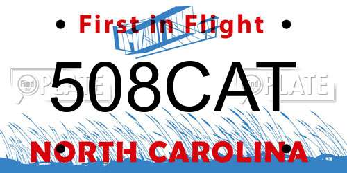 508CAT North Carolina License Plate
