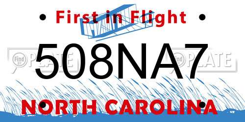 508NA7 North Carolina License Plate
