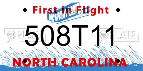 508T11 North Carolina License Plate