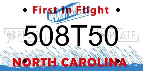 508T50 North Carolina License Plate