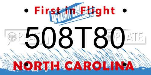 508T80 North Carolina License Plate
