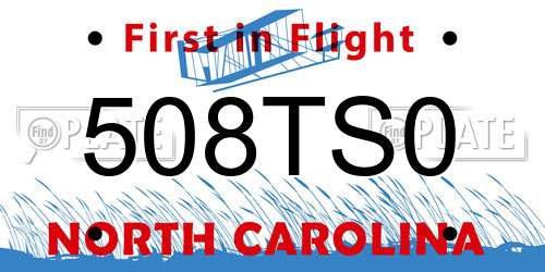 508TS0 North Carolina License Plate