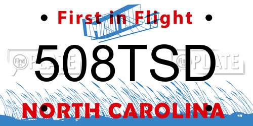 508TSD North Carolina License Plate