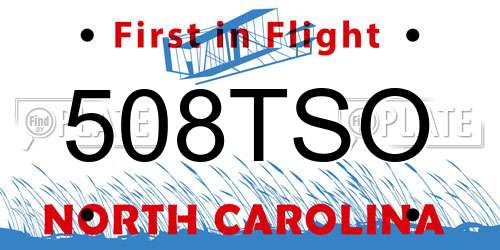 508TSO North Carolina License Plate