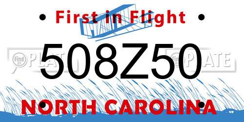 508Z50 North Carolina License Plate