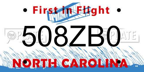 508ZB0 North Carolina License Plate